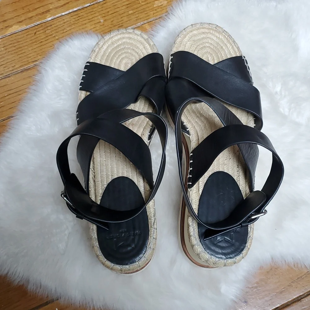 Marc Fisher Raffa Black Wedge Espadrilles Size 11 M